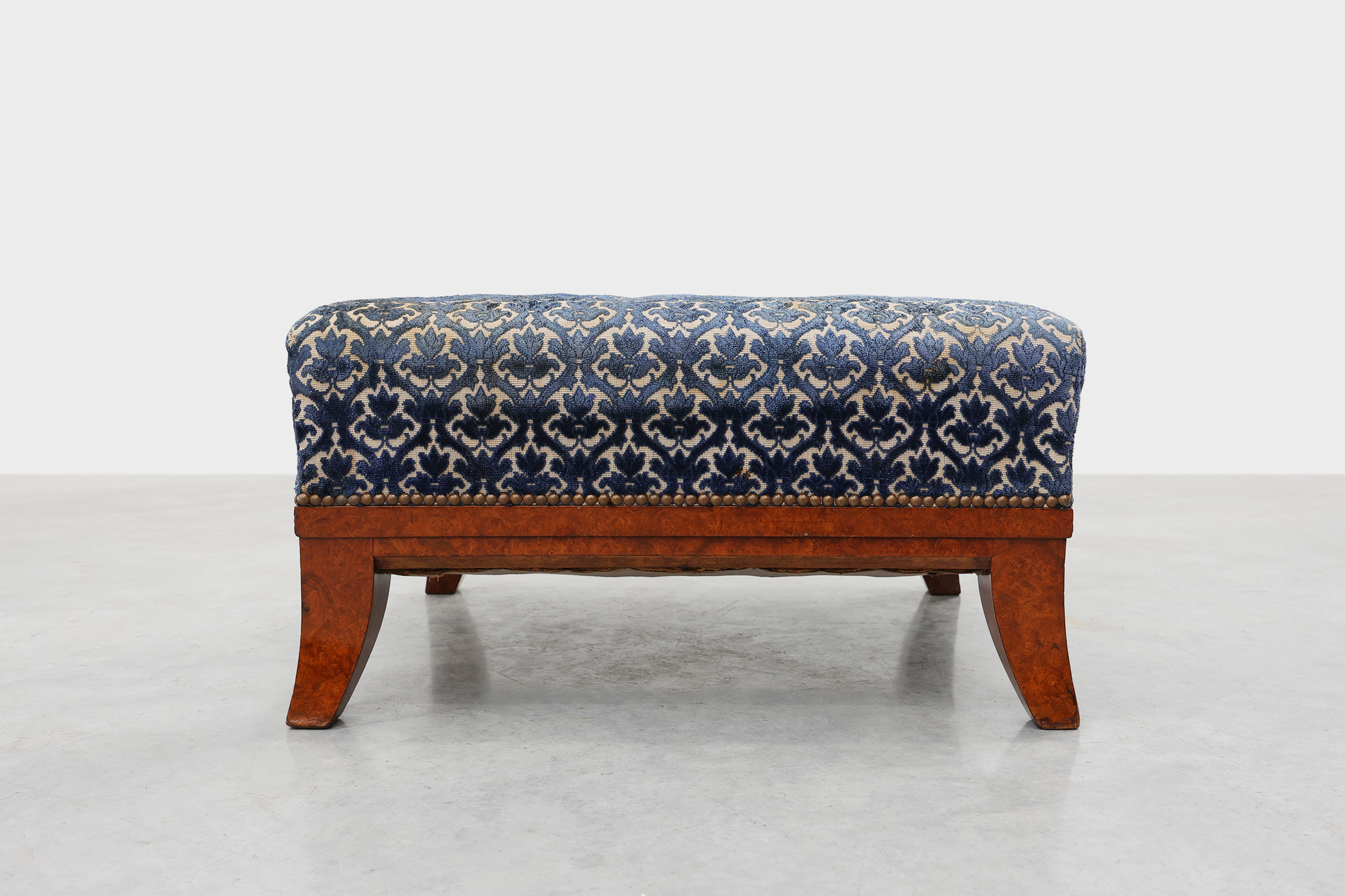 Art Deco Upholstered Footstool with Sabre Legs, France, 20th Centurythumbnail